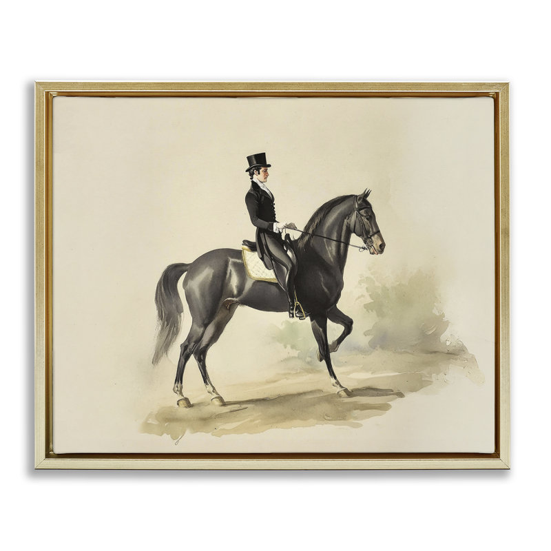 Cadre flottant «Gentleman On A Horse», conception par Sissi et Seb, 25 x 31, Cadre flottant métallique doré