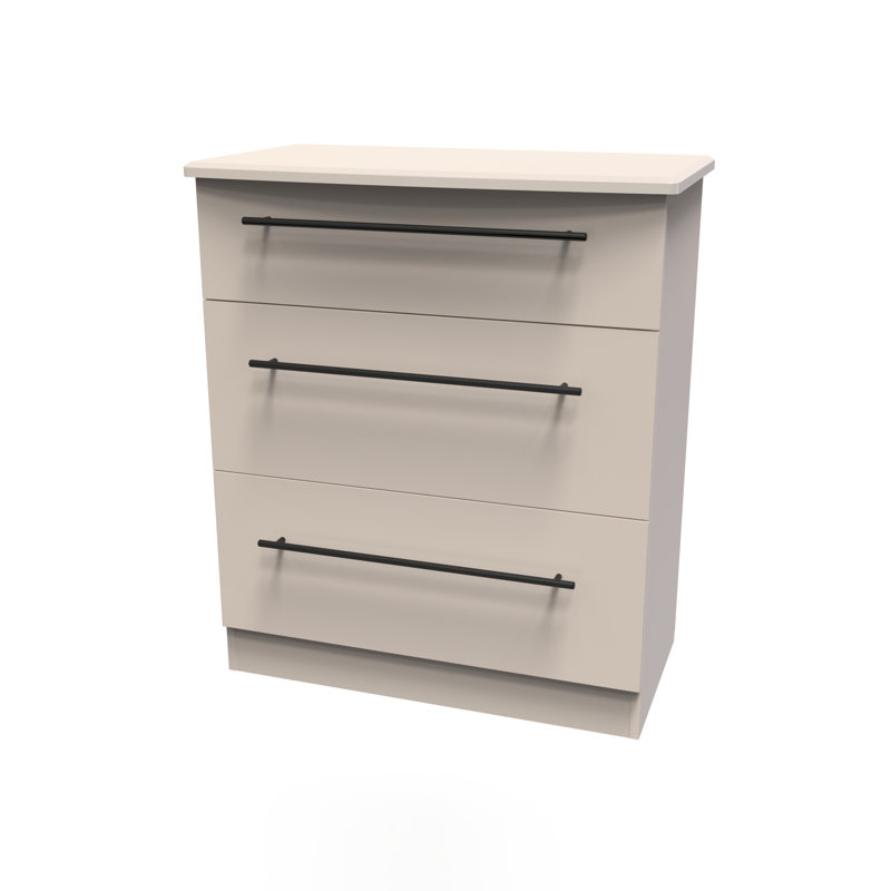 Fully Assembled Malicia 3 Drawer 76.5Cm W Chest of Drawers, Kashmir Matt
