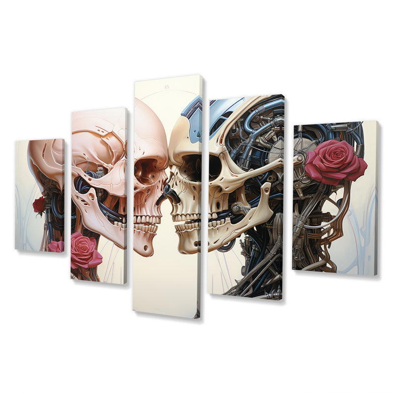 «Cybernetic Robot Skull Love With - Science Fiction», art mural sur toile