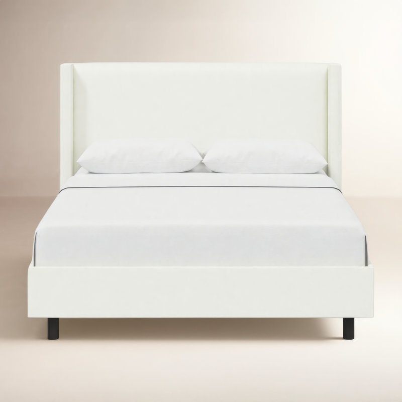 Hanson Upholstered Wingback Platform Bed, King, Dry Copper Performance Velvet