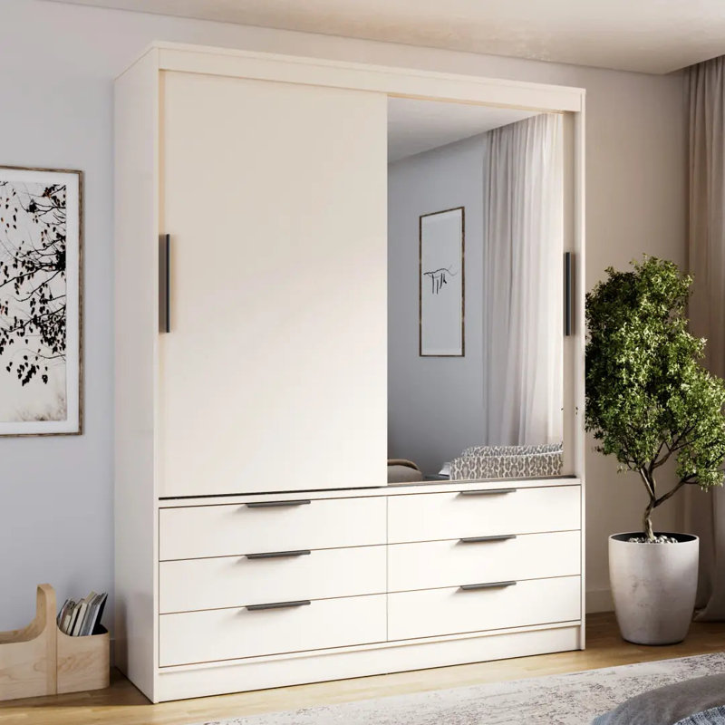 Manufactured Wood Wardrobe, Beige