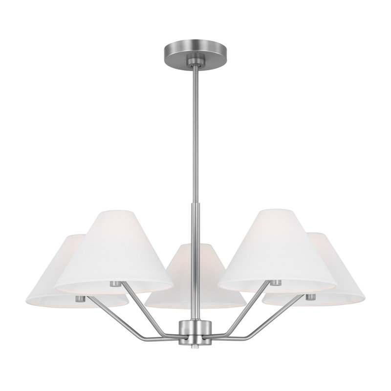 Lustre moyen 5 lumières Riésel, Acier brossé
