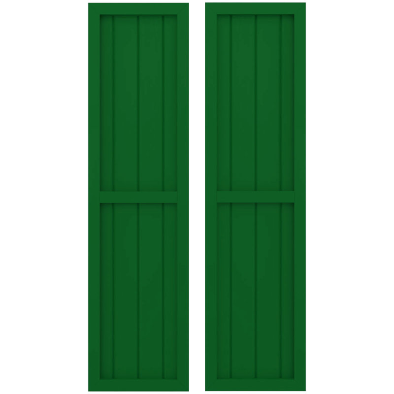 Deux volets à panneaux égaux Americano (par paire), Vert Guignet, 52", 14"