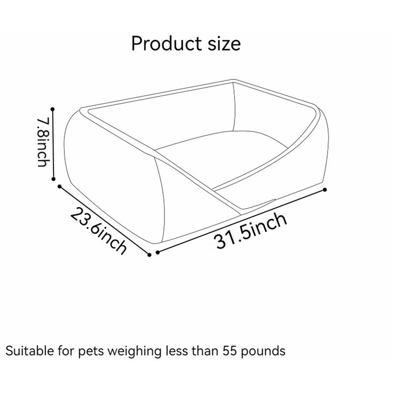 Canapé pour animal de compagnie, H 7,8 po x l 31,5 po x P 23,6 po