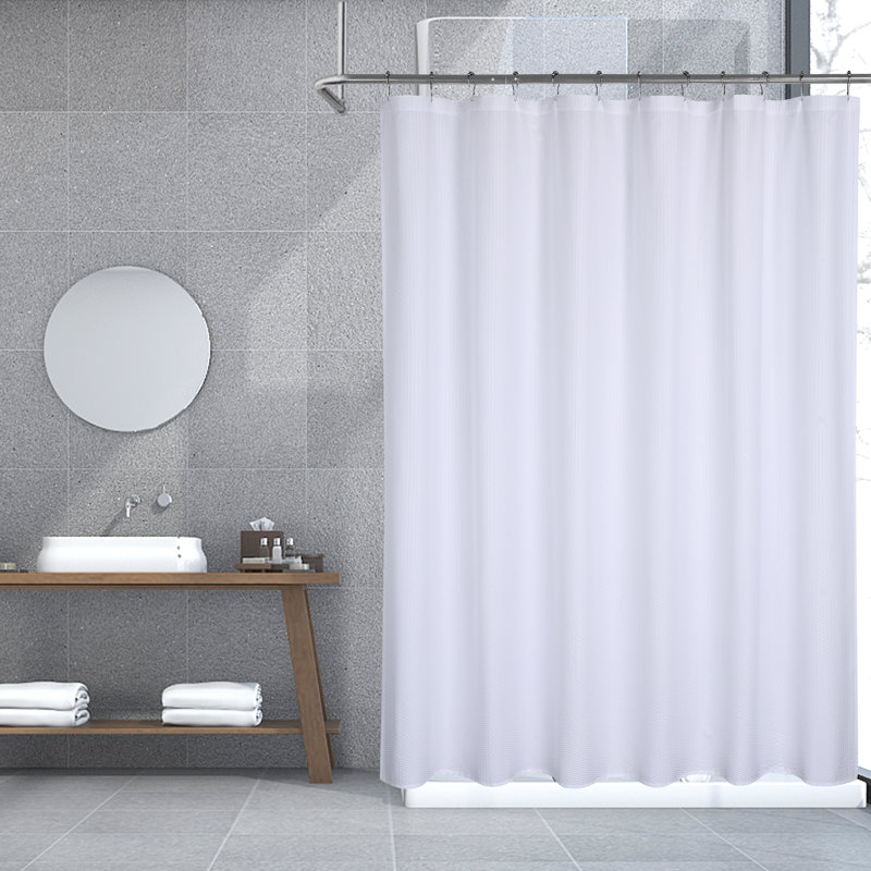 72" x 72" Waffle Shower Curtain – Heavy Duty Waterproof Fabric with Embossed Dot Pattern for Bath Tub Stall – White, Hooks Not Included