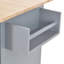 Îlot de cuisine mobile à roulettes avec plateau en bois massif et roulettes verrouillables, largeur de 52,7 po, armoire de rangement et bar à abattants, support à épices, porte-serviettes et tiroir-2138610627