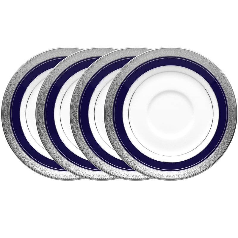 Ensemble de 4 soucoupes de 6 po Noritake Crestwood Cobalt Platinum