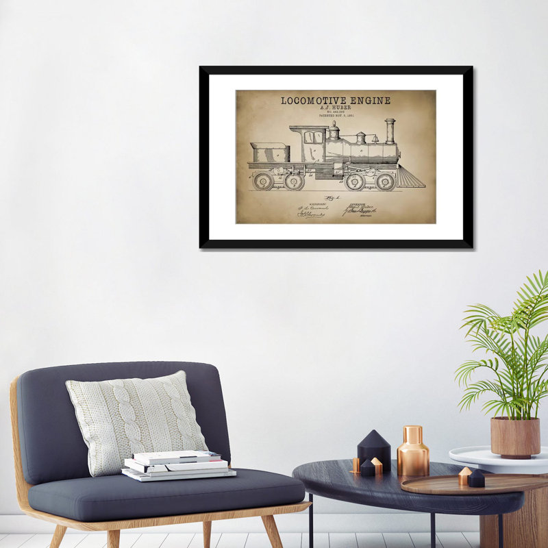 «Locomotive Engine, 1891» par Brevet Print Store - impression sur toile, H 24 po x l 32 po x P 1 po