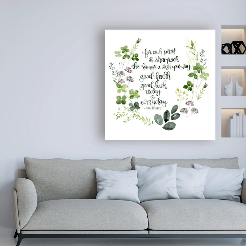 « trèfle citation i », art textuel sur toile tendue, H 35 po x l 35 po x P 2 po