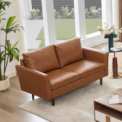 58.2''W  Faux Leather Living Room Loveseat