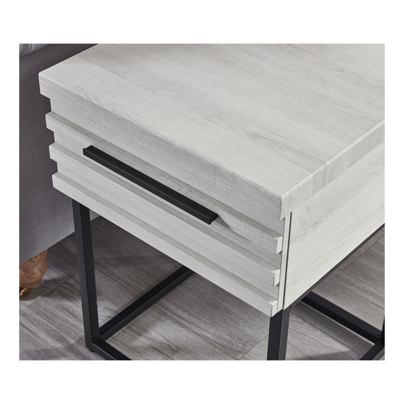 Celestial Contemporary Storage End Table, White