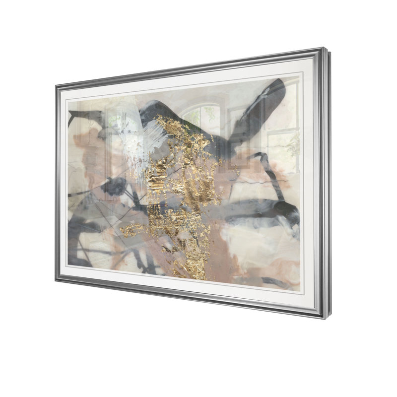 « golden rosé i », reproduction, H 20 po x l 24 po x P 1,5 po, Cadre argenté