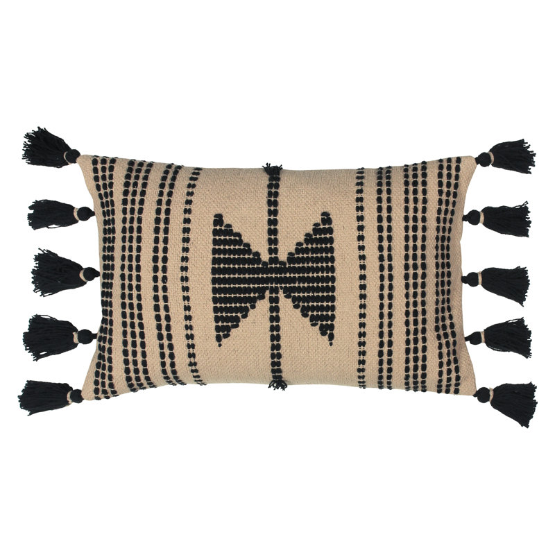 Geometric Rectangular Lumbar Pillow Cover, Clay