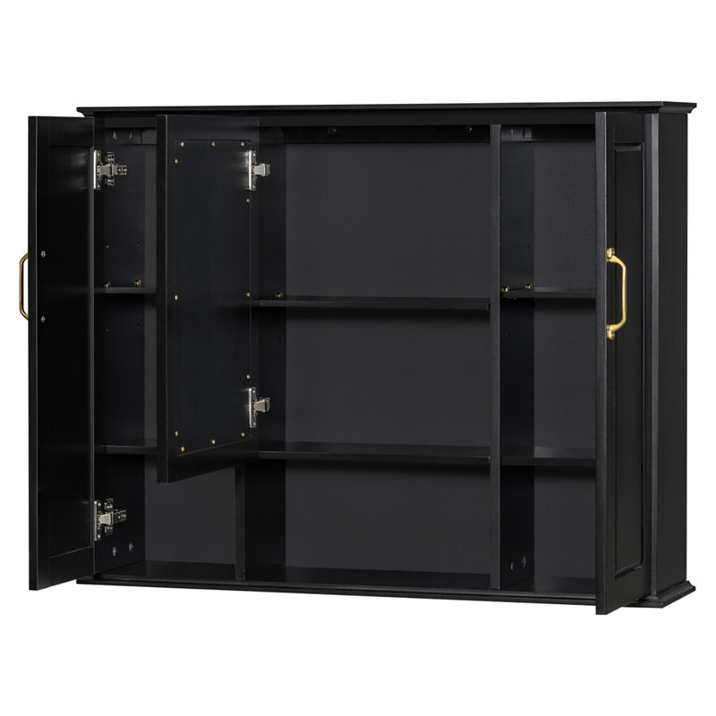 Armoire à pharmacie 36 po, armoire de rangement murale pour salle de bain, armoire murale moderne avec miroir, armoire à miroir avec 3 portes (meuble-lavabo non inclus)