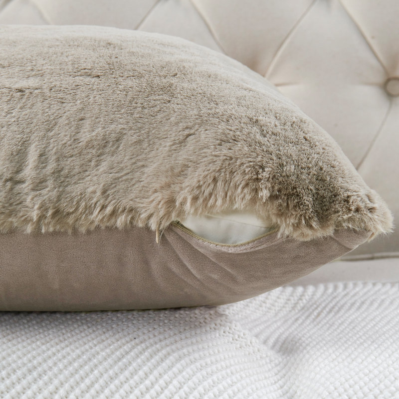 Heavy Faux Fur Throw Pillow Cover, Pure Cashmere, 20' H x 20' W