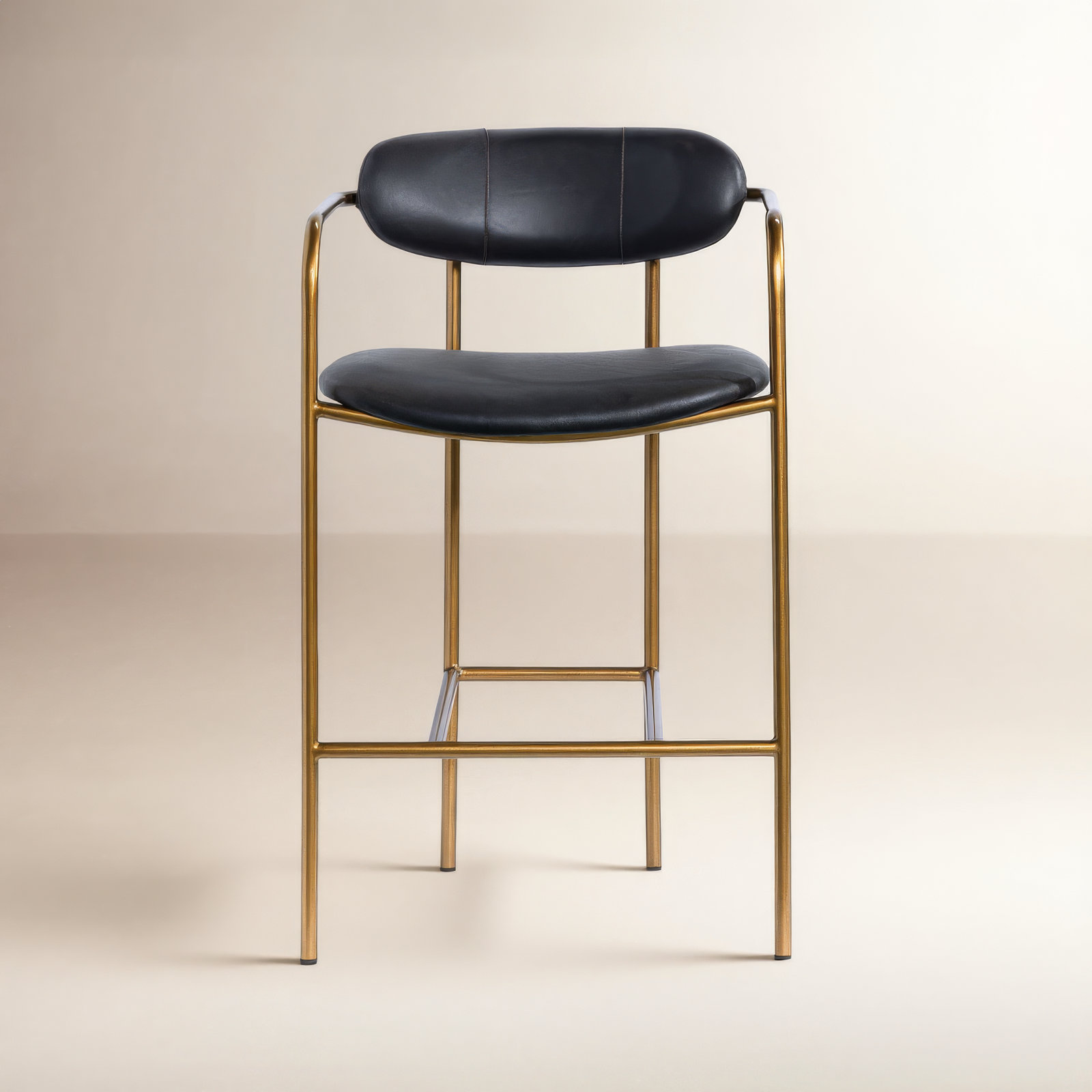 Belarus Fabric Seat Stool, Counter Stool (26.5" Seat Height), Gold, Black
