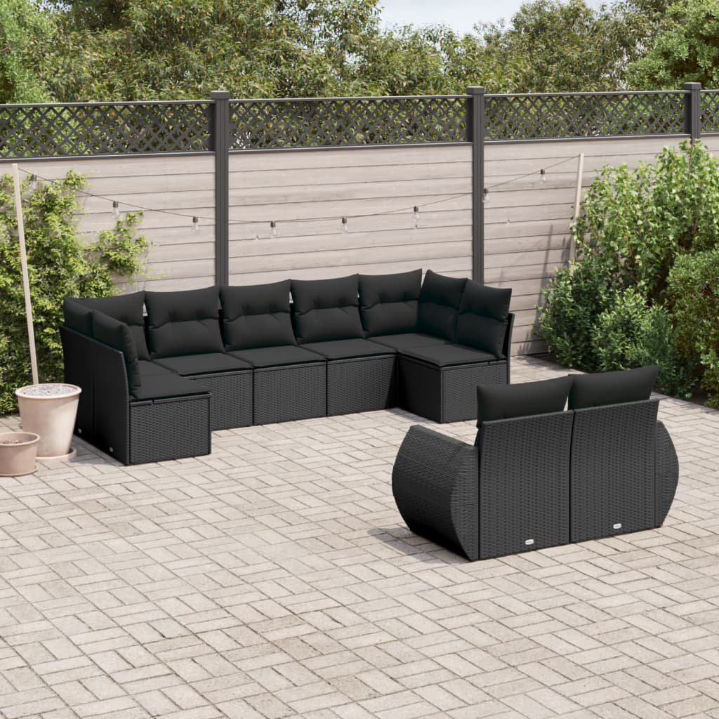 Vidaxl 9-Tlg. Garten-Sofagarnitur Mit Kissen Beige Poly Rattan