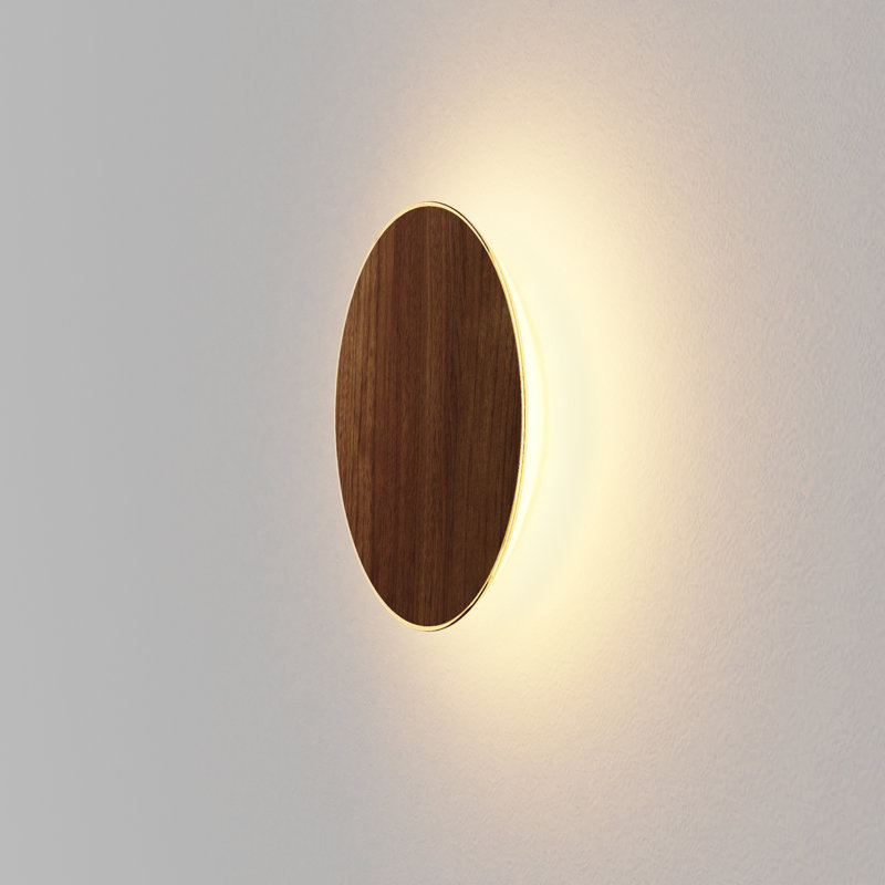Ramen 1 - Light LED Corner Wall Light, 12" H x 12" W x 2.6" D, Oiled Walnut