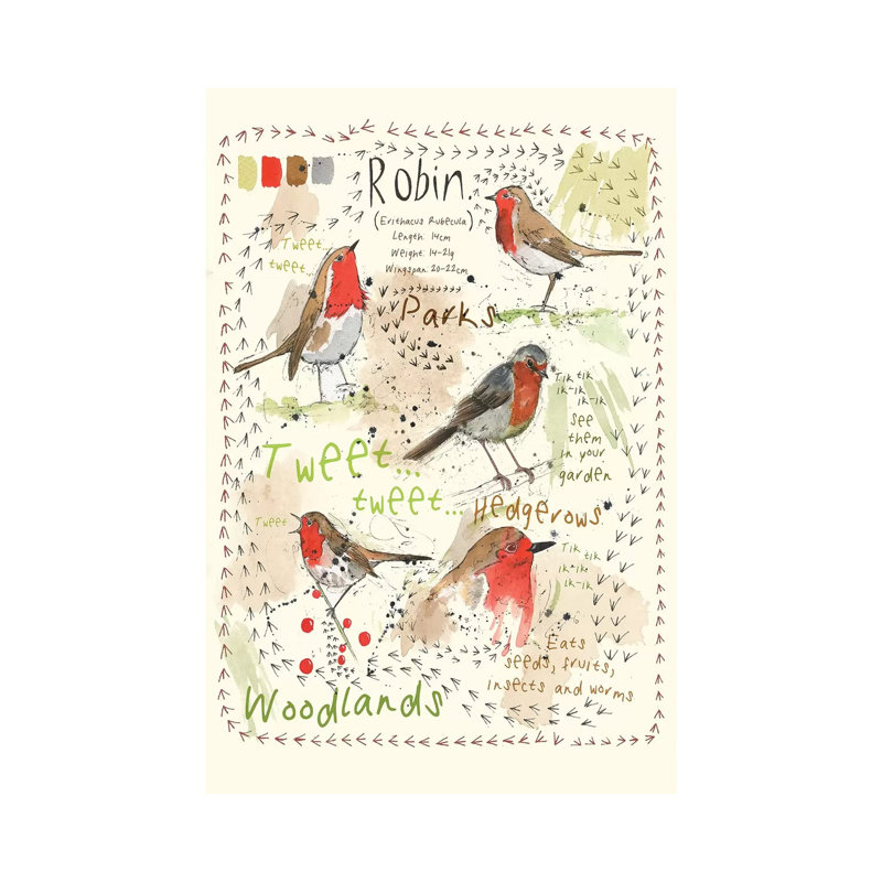 Birds In Your Garden - Robin by Michelle Campbell - Wrapped Canvas Painting, 66.04 cm H x 45.72 cm W x 3.175 cm D