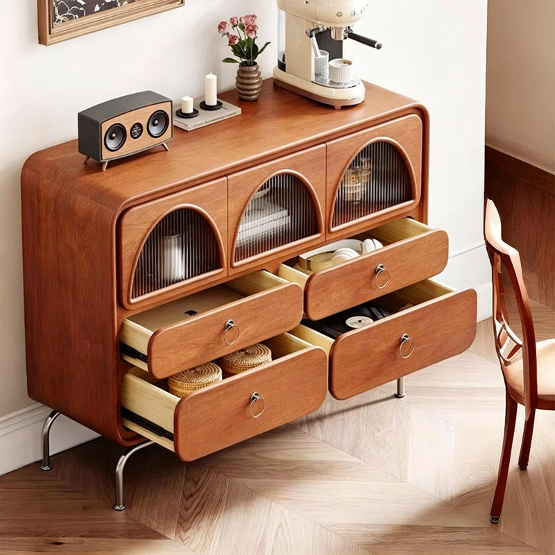 Commode d'appoint courbée en acier inoxydable, Brun