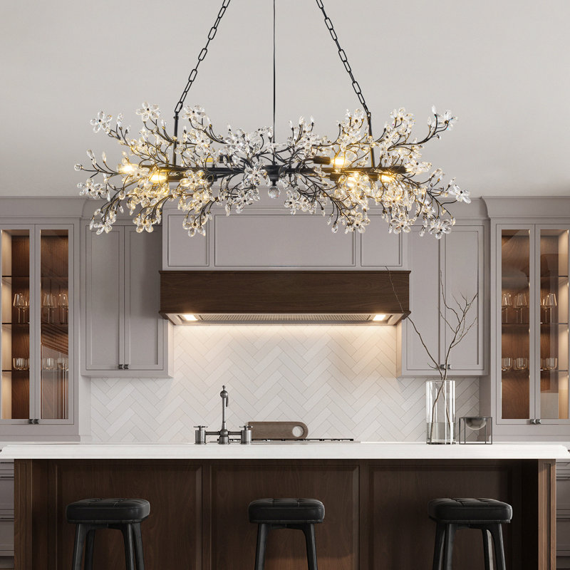 Lustres en cristal modernes pour salle à manger, îlot de cuisine, Noir mat