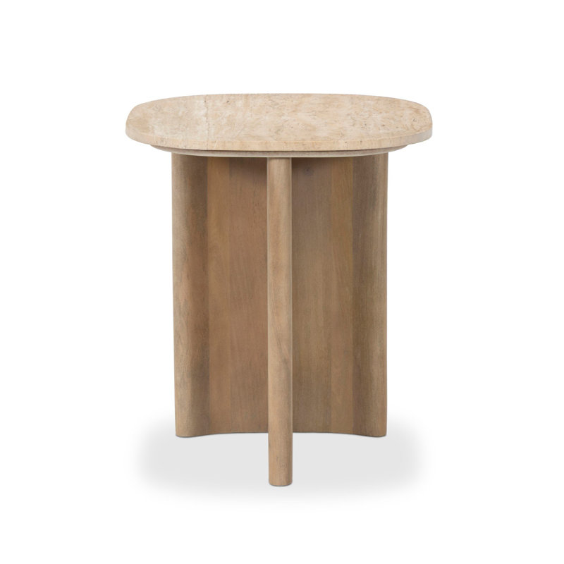 Stone Pedestal End Table