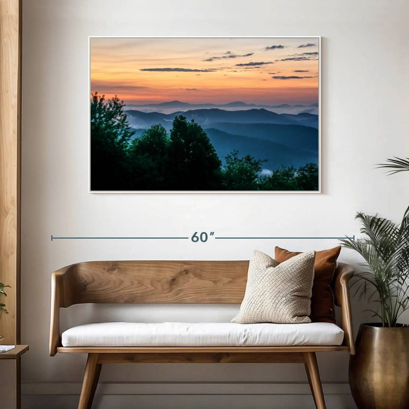 Blue Ridge, 46 po x 31 po, Cadre flottant blanc