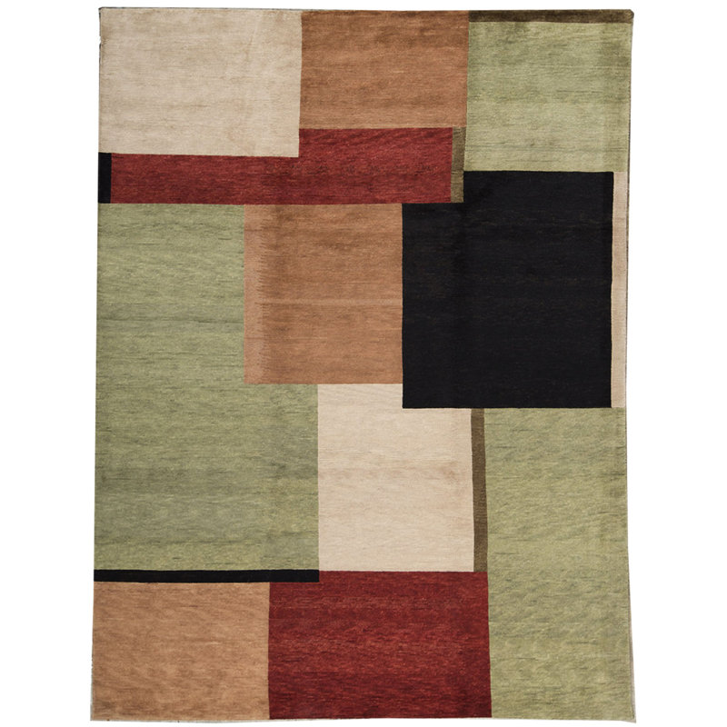 Hand-Knotted High-Quality Green Area Rug