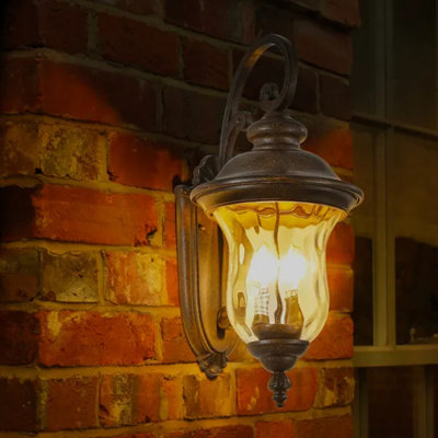 22"(h) Vintage Outdoor Wall Lantern, Weatherproof Exterior Wall Sconce Light With Clear Glass Shade, Waterproof Wall Mount Light Fixture For Patio Porch Entryway (1 Pack, No Bulb)