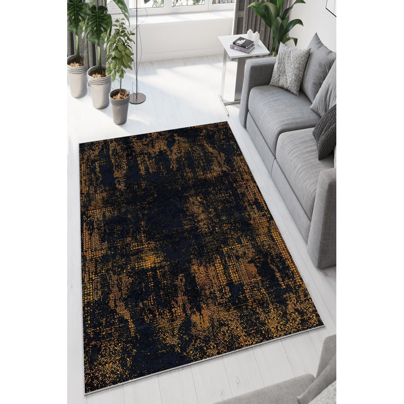Eco-Friendly Area Rug (5.9 x 9.2 ft), 100% Polyester, 650 g/m² | Antibacterial, Non-Slip PVC Dot Underside, 0.2 in Pile Height | Machine Washable, Digital Print Design for Modern Home Décor, Durable & Easy Care