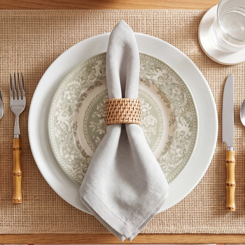 Caron 100% Cotton Square Napkin, Flax