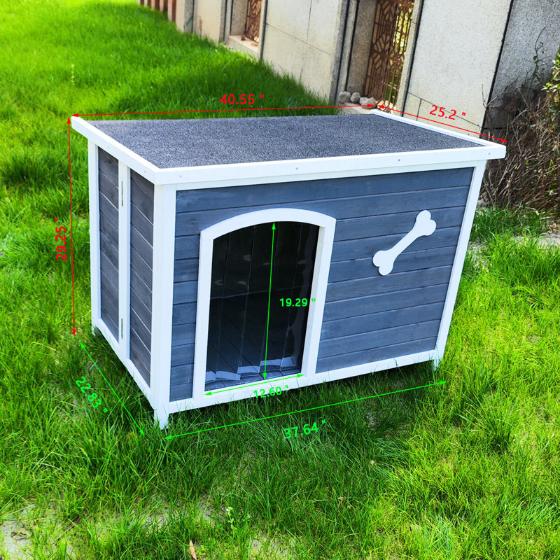 Niche pour chien pliante en bois 41,27 "- extérieur imperméable et intérieur solide pour les chiens de moins de 70 lb, facile à assembler en 5 minutes
