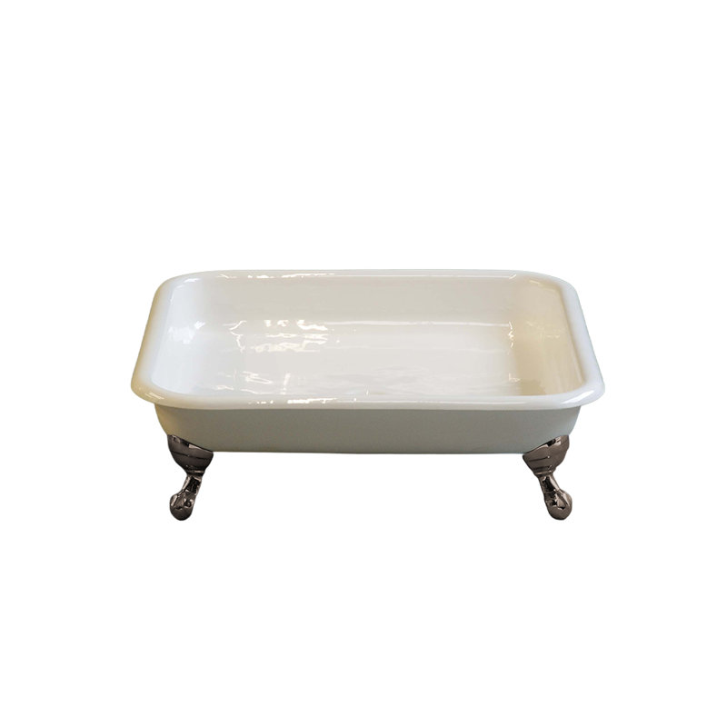 The Panorama 42-Inch Cast Iron Square Shower Pan with Tub Legs Strom Living, Nickel/White