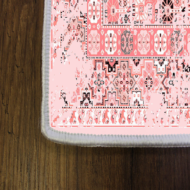 Stylish Woven Carpet, 5.6 x 7.5 Feet, 100% Polyester, 0.3 in Pile Height | Antibacterial, Non-Slip PVC Felt Dot Underside, Machine Washable | 3D Digital Printing, Durable & Easy to Maintain - Perfect for Any Room