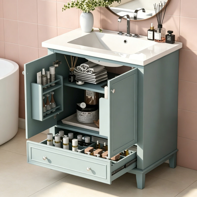 Meuble-lavabo 30 po avec lavabo, Vert