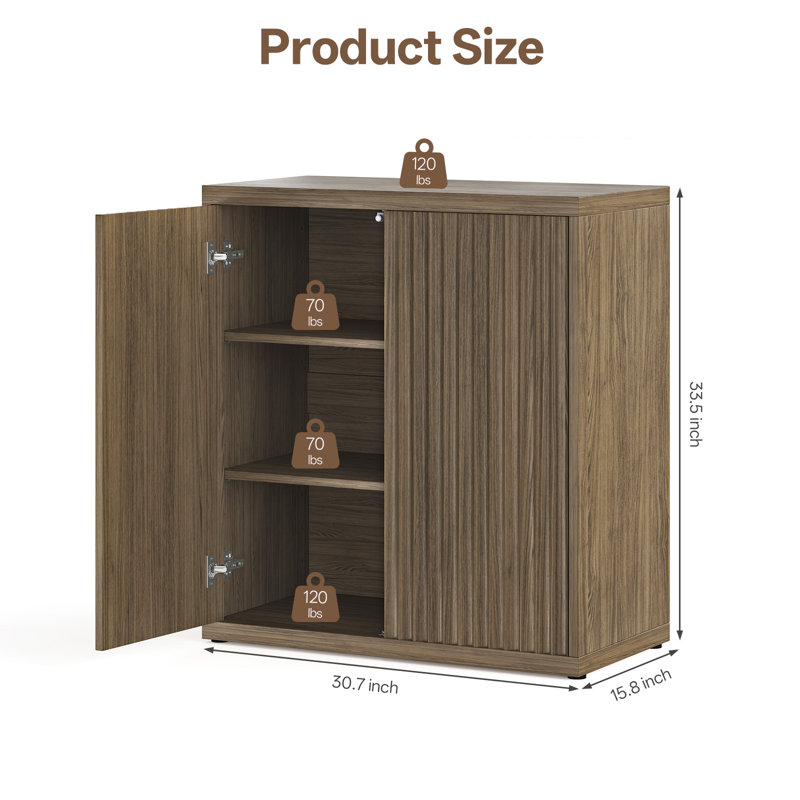 31’’ Sideboard Storage Cabinet With Doors & Shelves, Brown