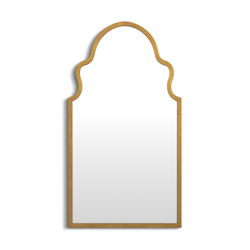 Rosario Metal Arch Mirror, Textured Gold Leaf