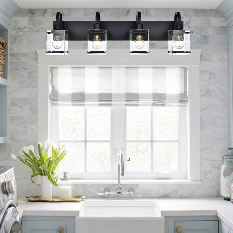 Éclairage pour meuble-lavabo Hamilly, 4, Noir, 9,8 po x l 31,1 po x P 7,2 po