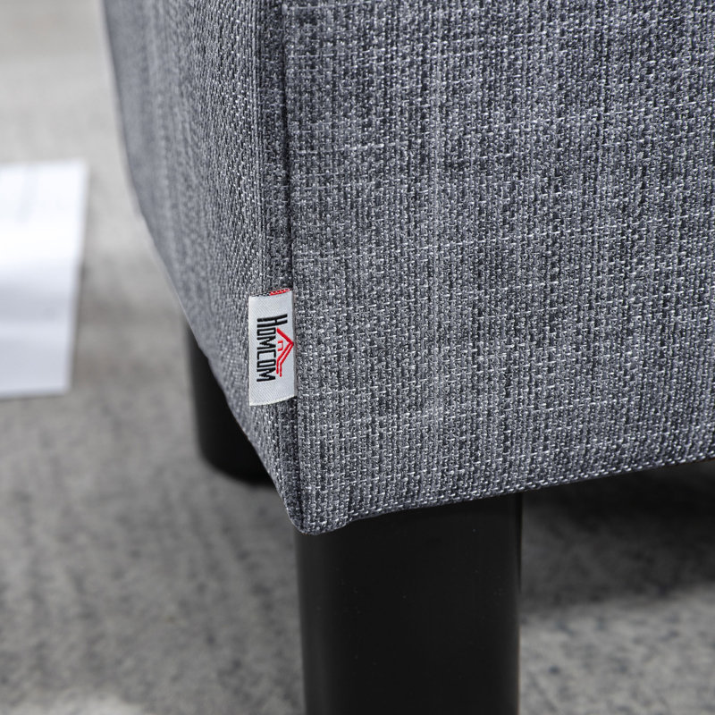 HOMCOM Linen Look Fabric Foot Stool with Legs 40 x 30 x 24cm, Grey