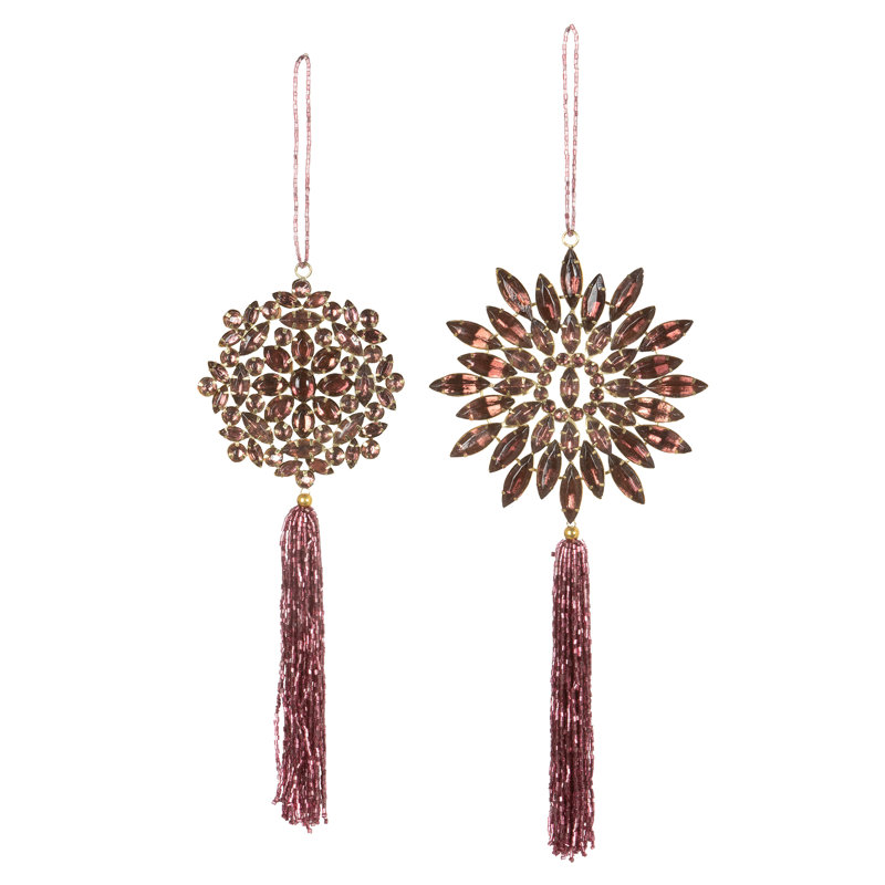 Ornement en forme de flocons de neige rubis avec pampille, 2 styles variés