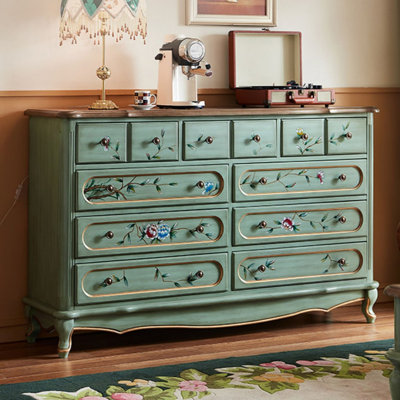 Light green Solid + Manufactured Wood Accent Cabinet