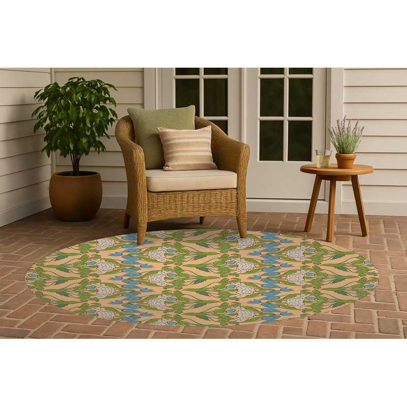 Piper Soft Step Outdoor Area Rug, Round 5', Yellow