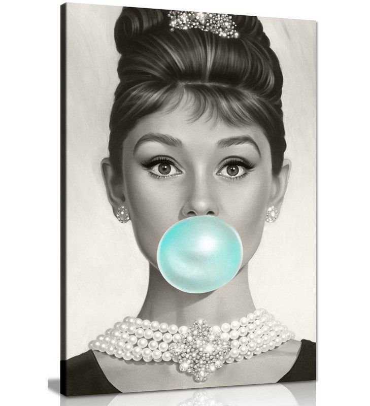 Audrey Hepburn Bubblegum - Wrapped Canvas Print, 76cm H x 51cm W