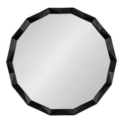 Pieced Wood Round Bathroom Mirror