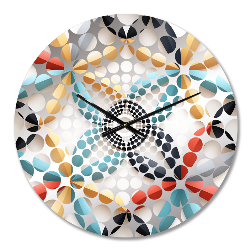Horloge murale géométrique bleue et jaune, Petit