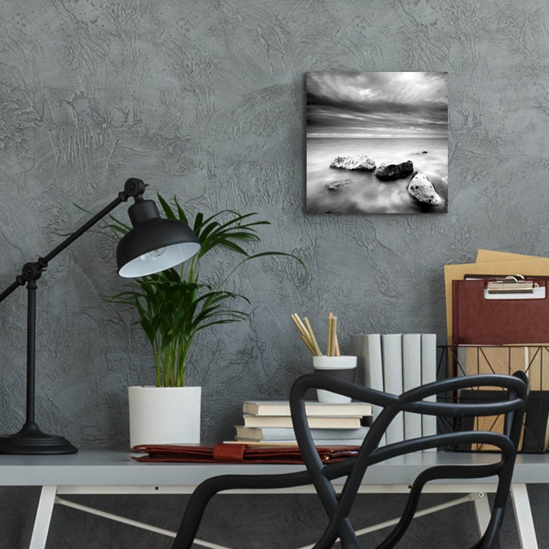 «Rocks On Beach 3» par Photoinc Studio, art mural en verre acrylique, H 12 po x l 12 po x P 0,13 po