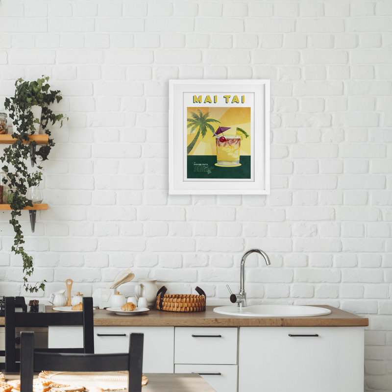 «Tropical Mai Tai», reproduction encadrée sous verre, conception de Brett Blumenthal, H 16 po x l 13 po, Cadre blanc côtier