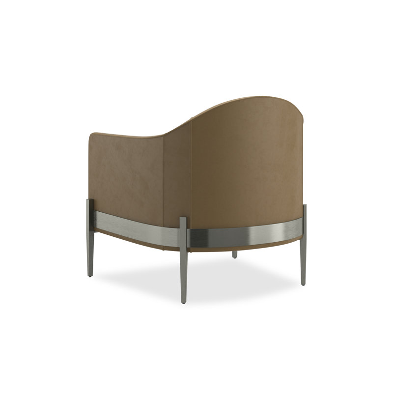 Modern Remix 30.5" Wide Tufted Genuine Leather Barrel Chair, Brown