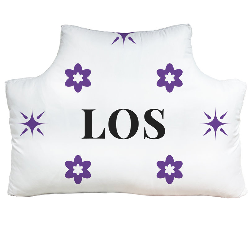 LA 59,5 po x 29,5 po, Blanc, noir, mauve, couleurs du basketball de Los, Coussin en polyester filé soufflé et fermé