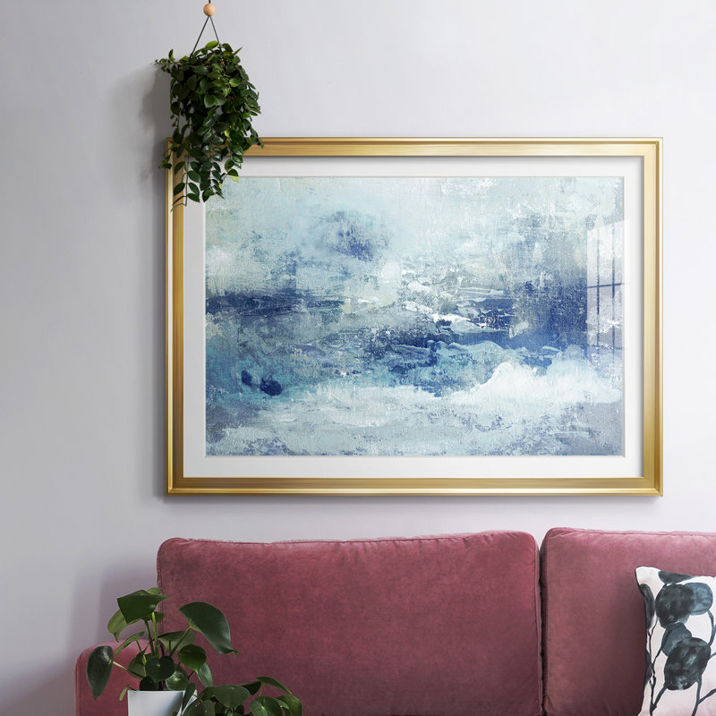 Blue Cloudscape - encadré, impression encadrée avec biseau mat et verre, Or, H 19 po x l 27 po x P 1,5 po